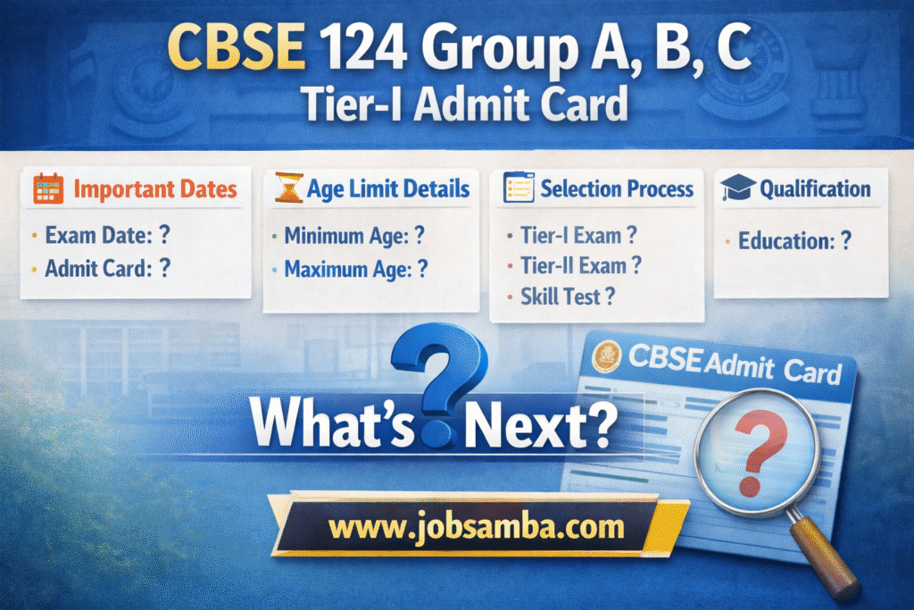 CBSE 124 Group A, B, C Tier-I Admit Card