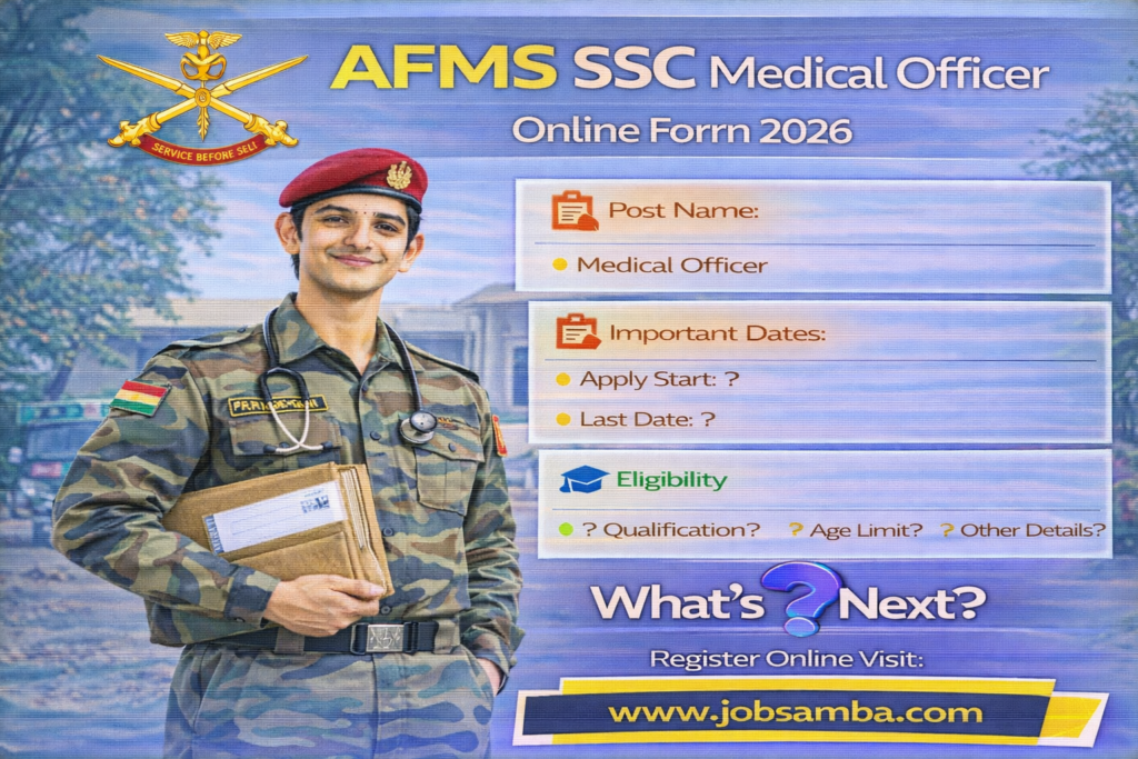 AFMS SSC Medical Officer Online Form 2026