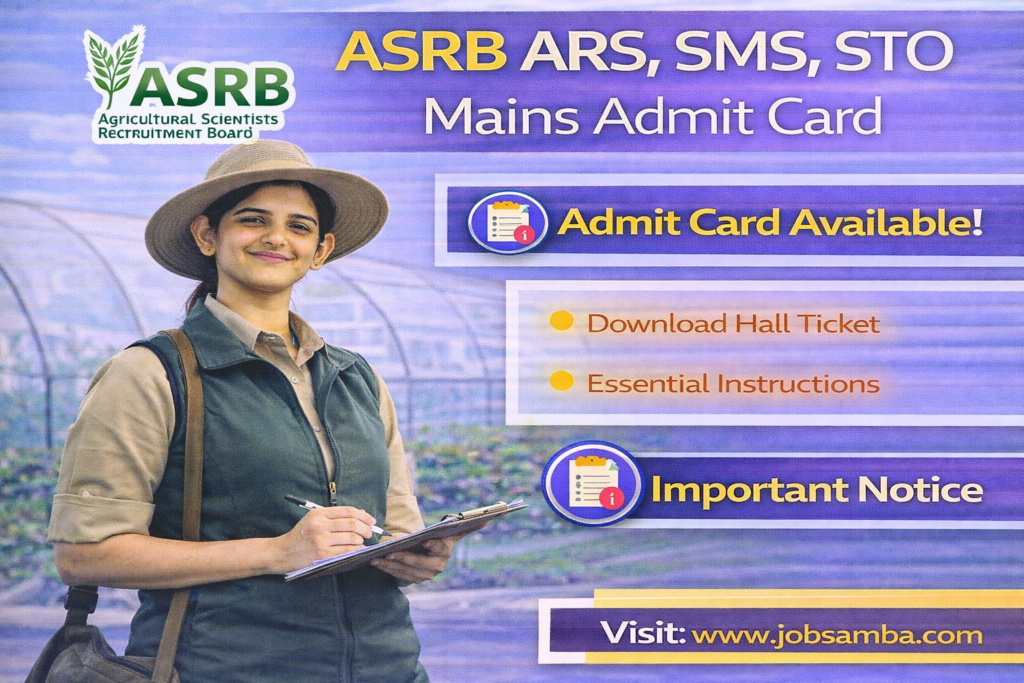 ASRB ARS, SMS, STO Mains Admit Card