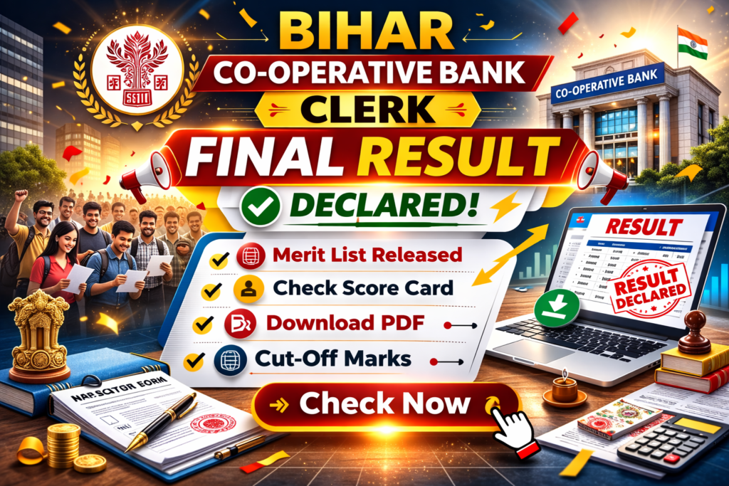Bihar Co-Operative Bank Clerk Final Result