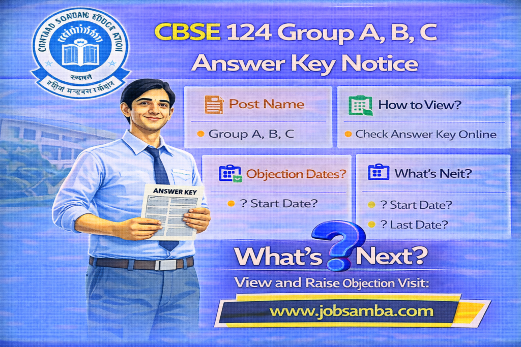 CBSE 124 Group A, B, C Answer Key Notice