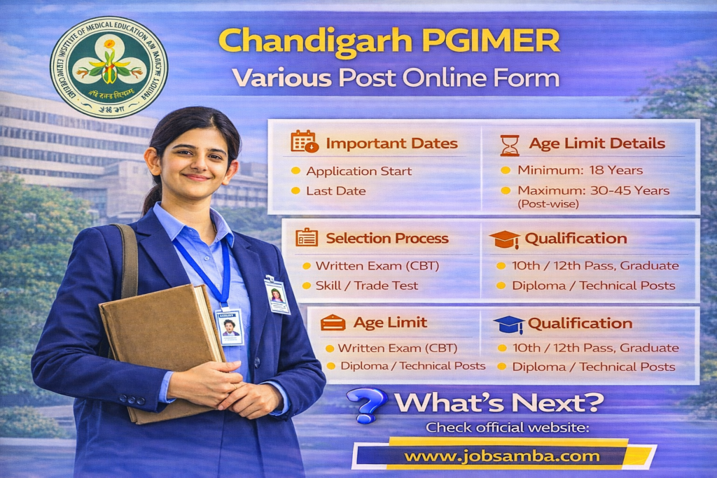 Chandigarh PGIMER Various Post Online Form