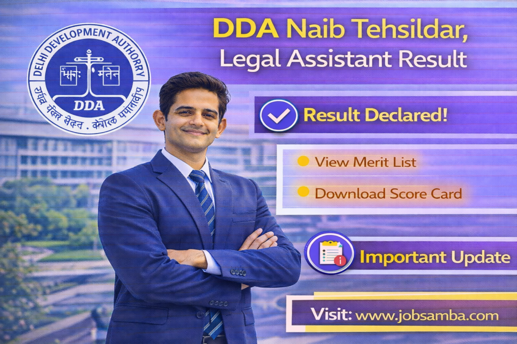 DDA Naib Tehsildar, Legal Assistant Result