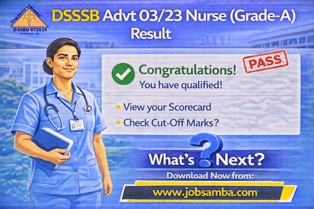 DSSSB Nurse exam result announcement