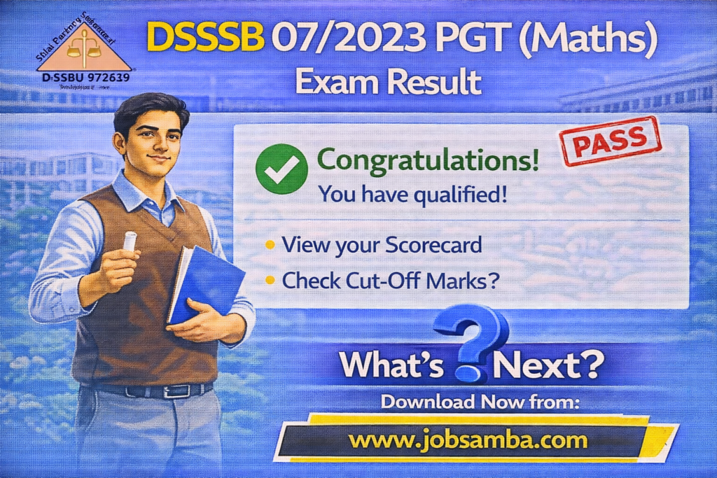 DSSSB PGT Maths exam result announcement