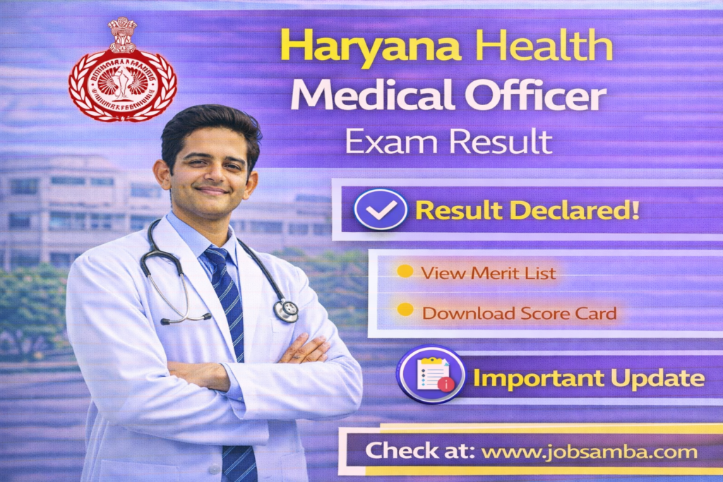 Haryana Health Medical Officer Exam Result