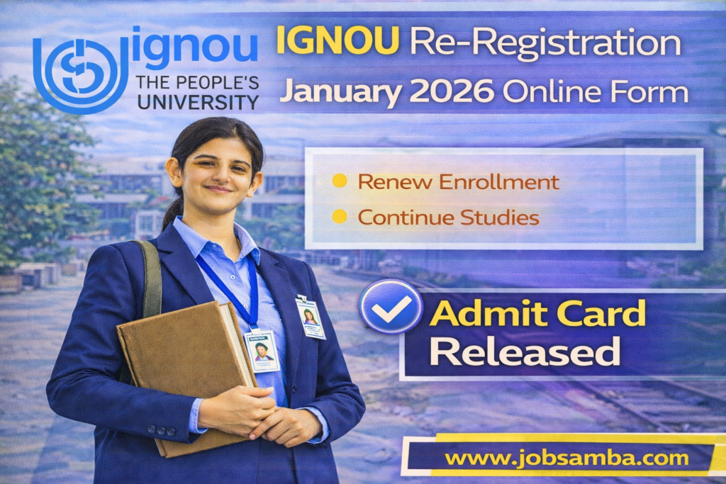 IGNOU Re-Registration Jan 2026 Online Form