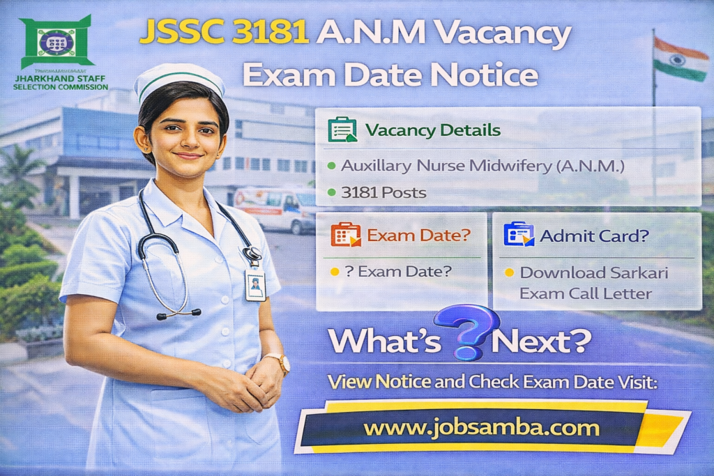 JSSC 3181 A.N.M Vacancy Exam Date Notice