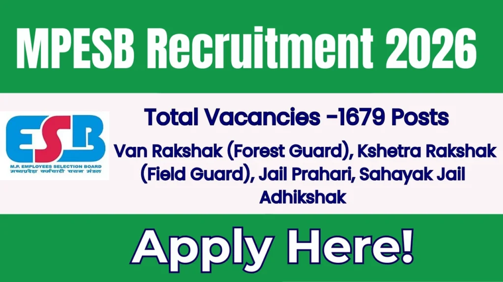 MPESB Forest Guard, Jail Prahari, Etc. Recruitment 2026
