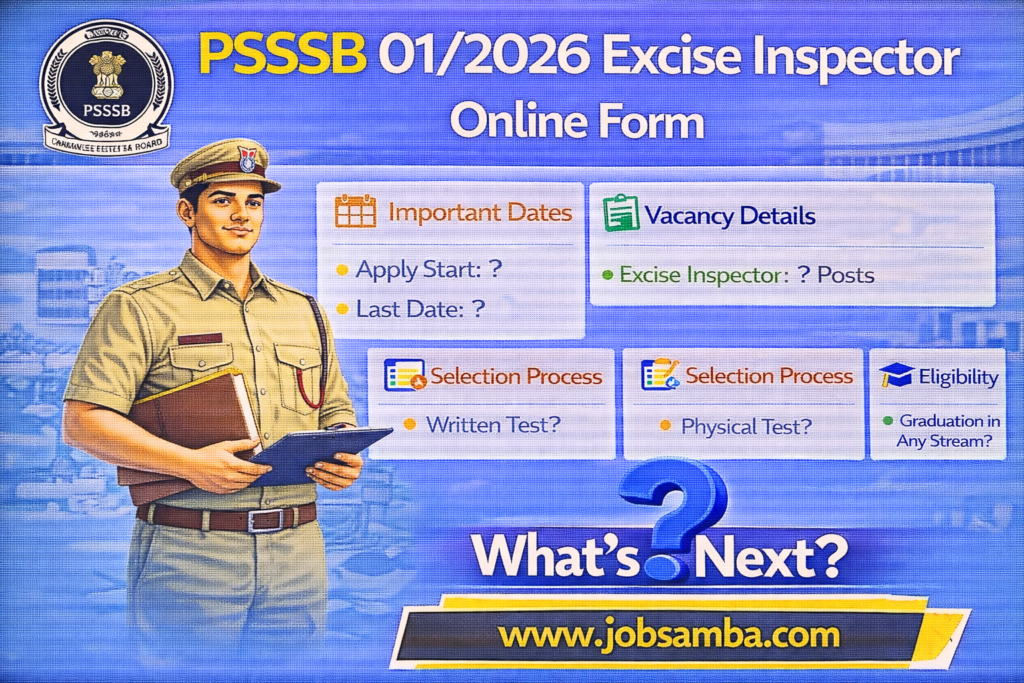 PSSSB 01/2026 Excise Inspector Online Form