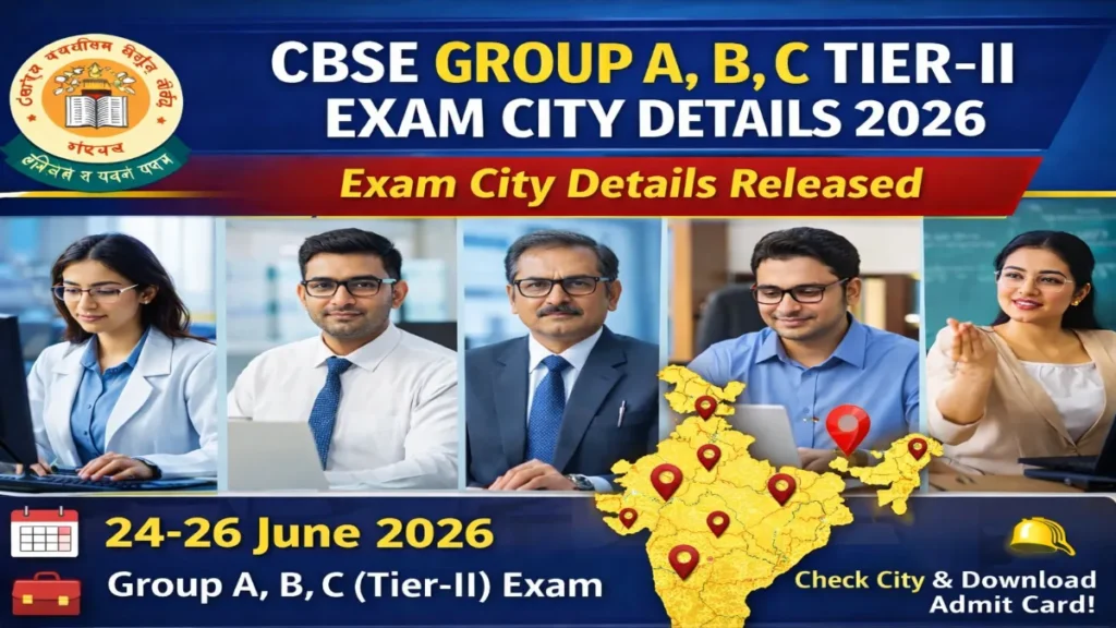 CBSE Group A, B, C Posts Tier-II Exam City