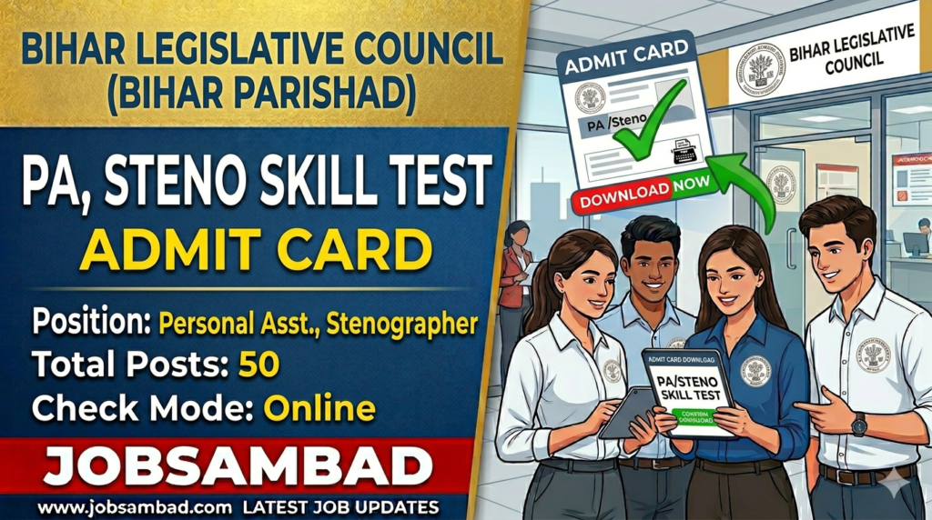Bihar Parishad PA, Steno Skill Test Admit Card