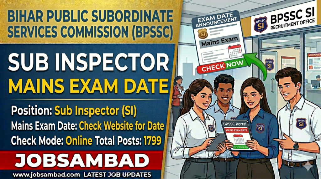 BPSSC 1799 Sub Inspector Mains Exam Date