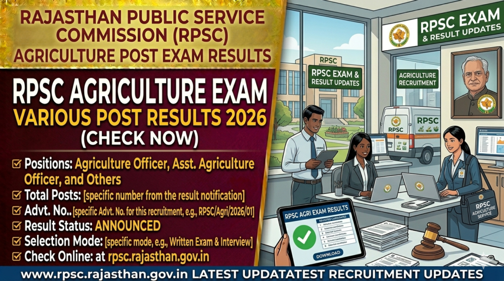 RPSC Various Agriculture Post Exam Result  