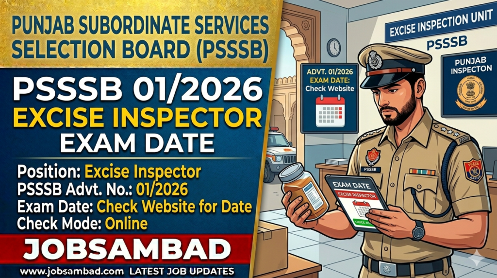 PSSSB 01/2026 Excise Inspector Exam Date