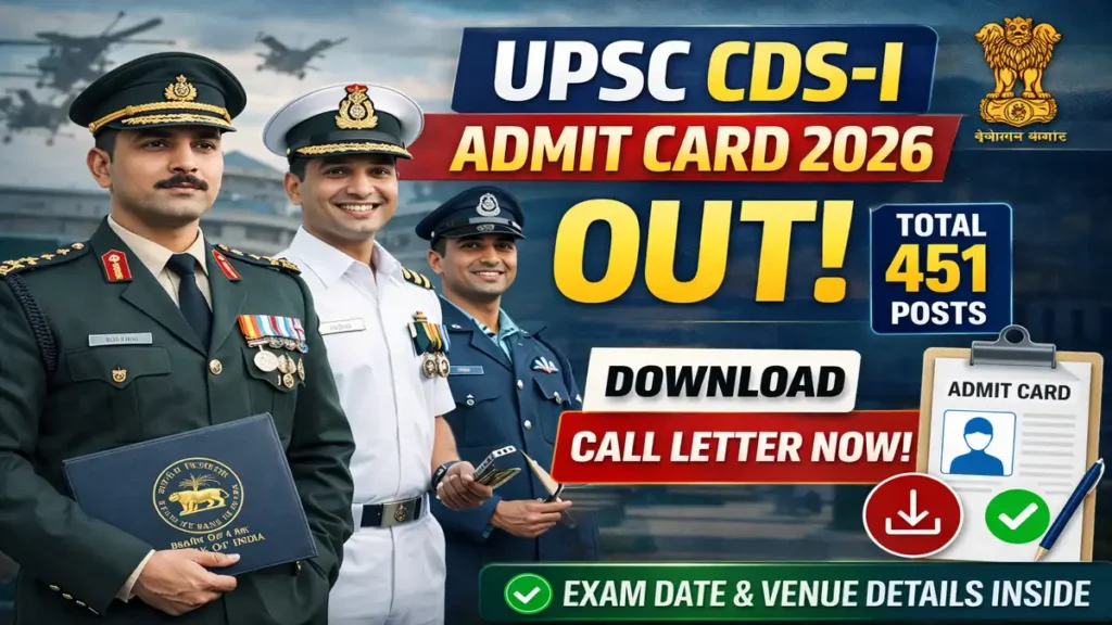 UPSC CDS (I) 451 Vacancy Exam Admit Card