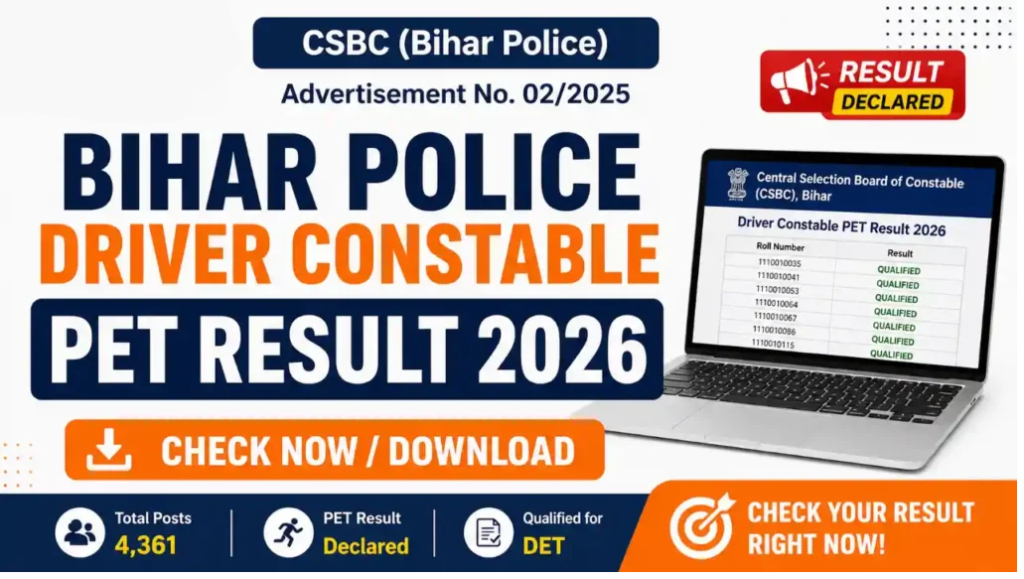 Bihar Police 4361 Constable (Driver) PET Result