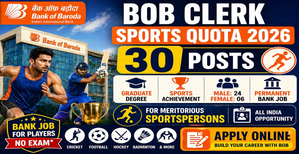 Bank of Baroda Clerk (Sports) Online Form