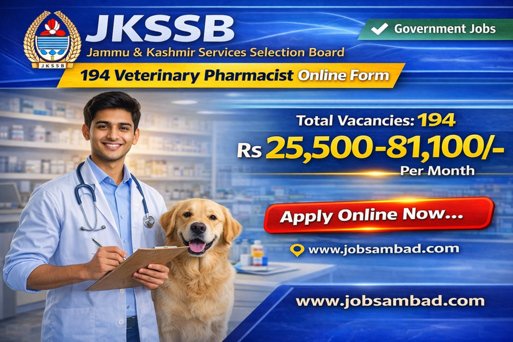JKSSB 194 Veterinary Pharmacist Online Form