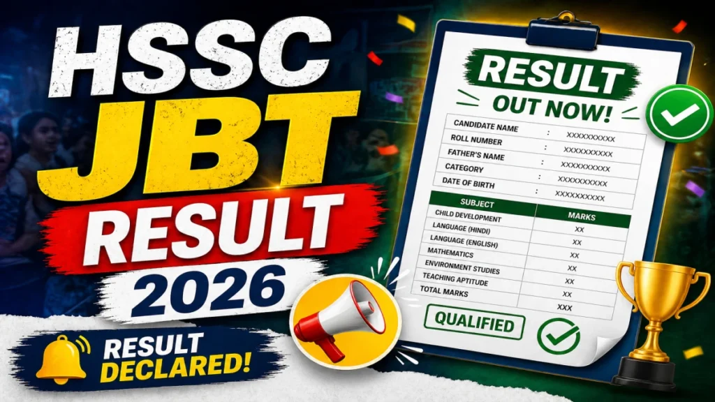 HSSC 1456 JBT Teacher Vacancy Revised Result