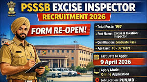 PSSSB 01/2026 Excise Inspector Form Re-Open
