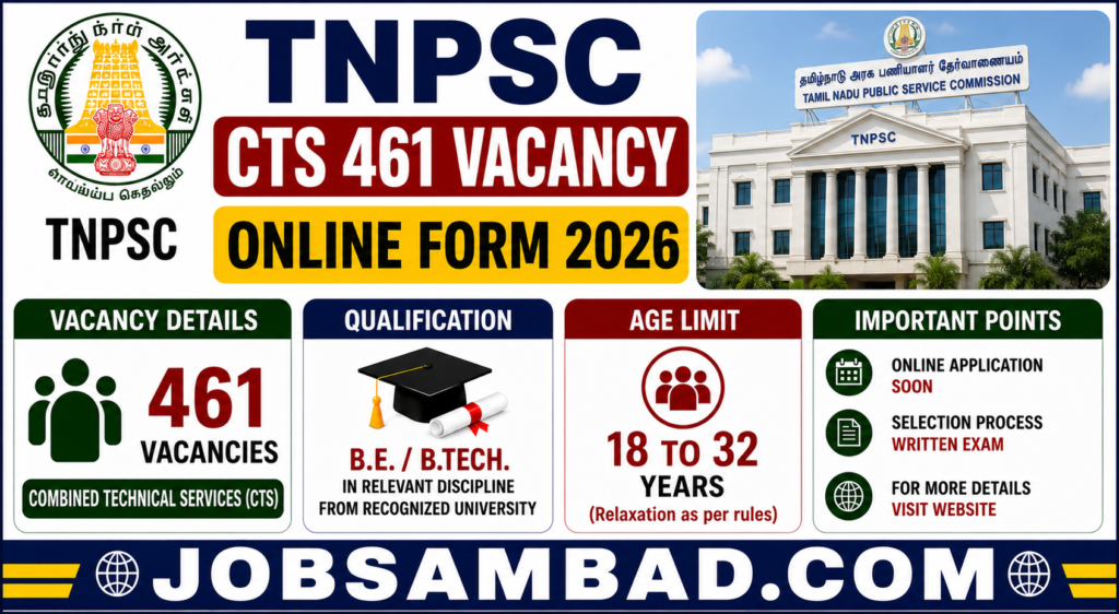 TNPSC CTS 461 Vacancy Online Form 2026