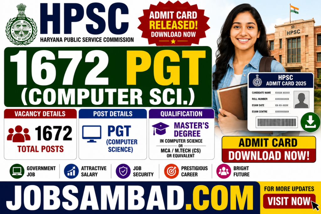 HPSC 1672 PGT (Computer Sci.) Admit Card