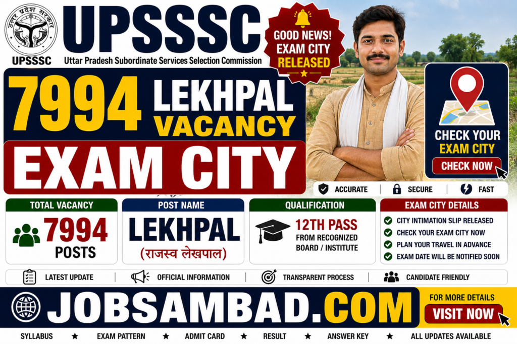 UPSSSC 7994 Lekhpal Vacancy Exam City