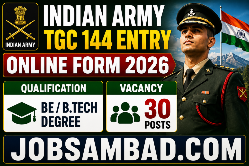 Indian Army TGC 144 Entry Online Form 2026