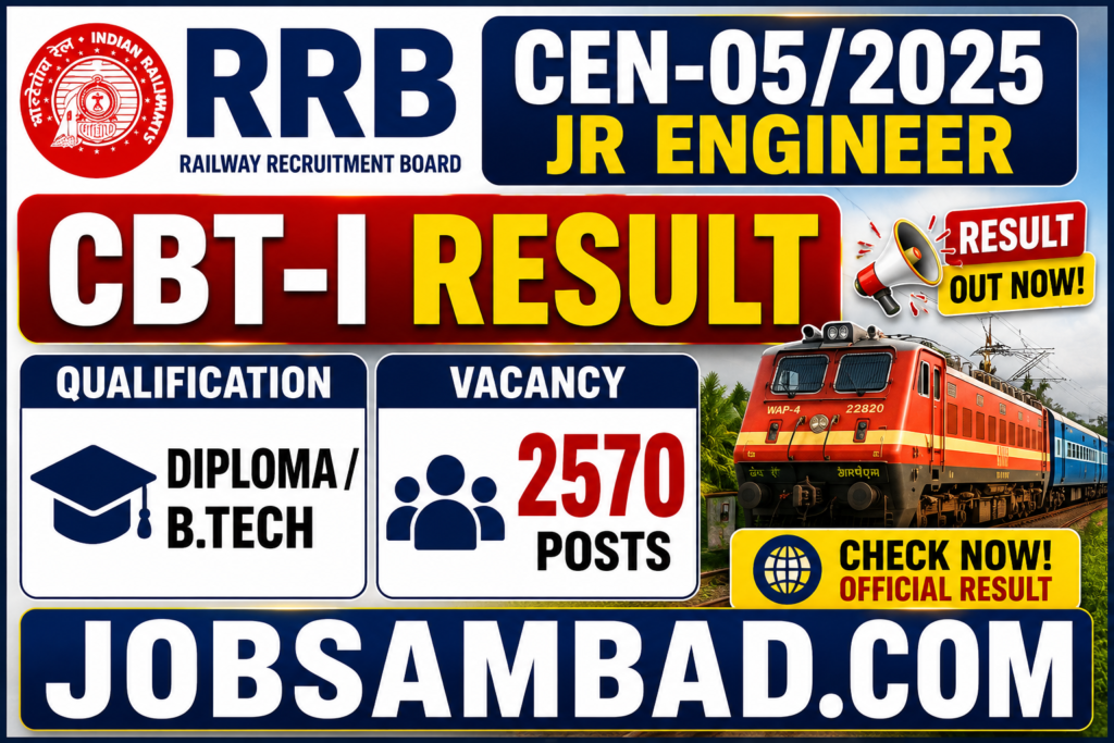 RRB CEN-05/2025 Jr Engineer CBT-I Result