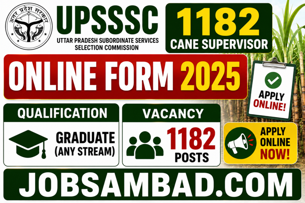 UPSSSC 1182 Cane Supervisor Online Form