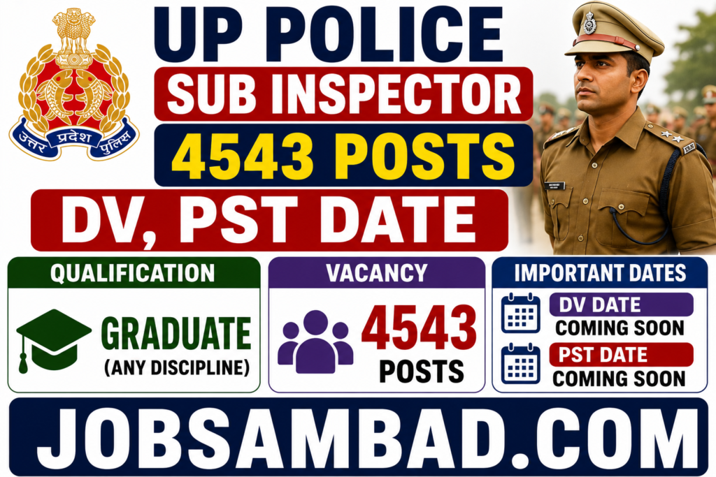 UP Police 4543 Sub Inspector DV, PST Date