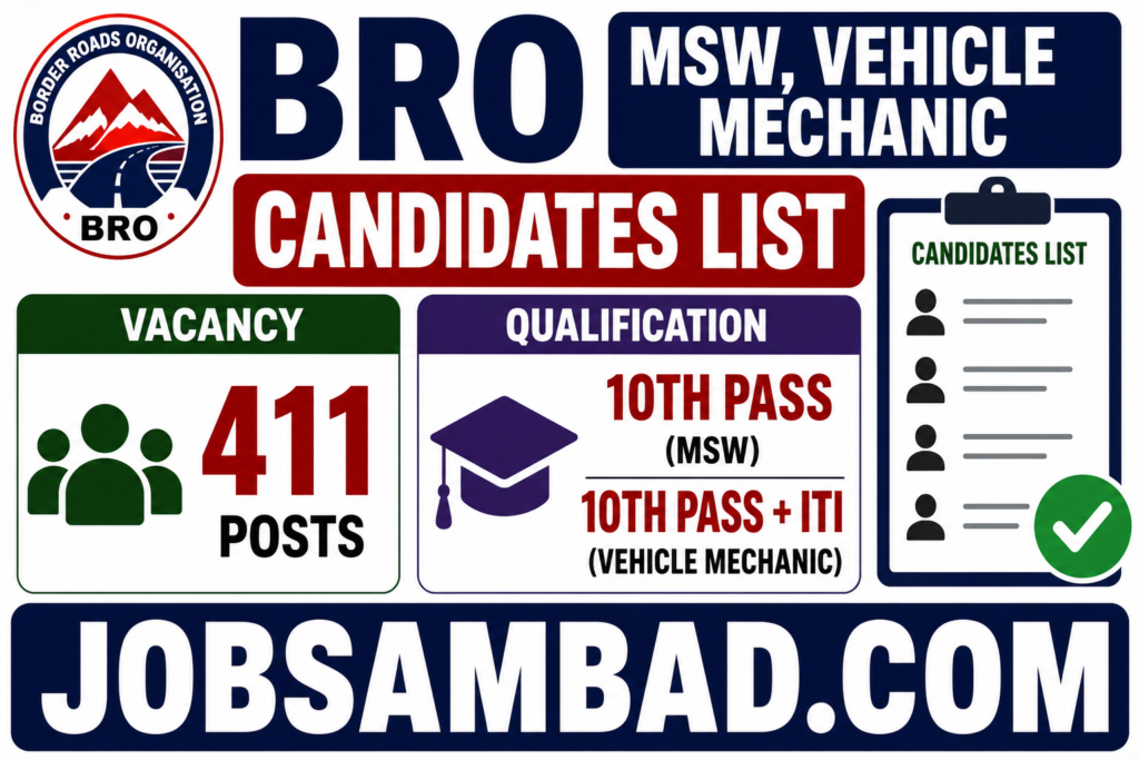 BRO MSW, Vehicle Mechanic Candidates List