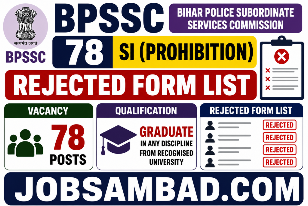 BPSSC 78 SI (Prohibition) Rejected Form List