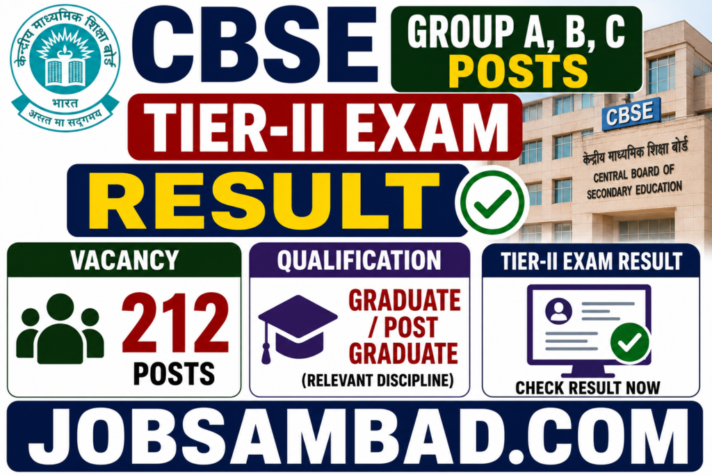 CBSE Group A, B, C Posts Tier-II Exam Result