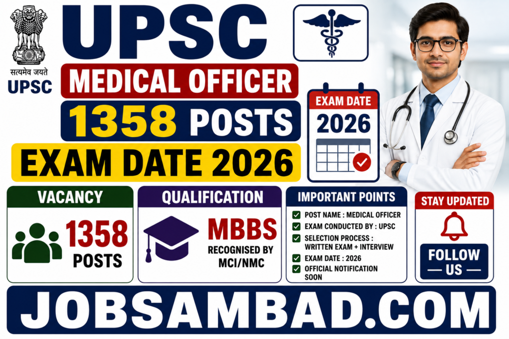 UPSC 1358 Medical Officer Exam Date 2026