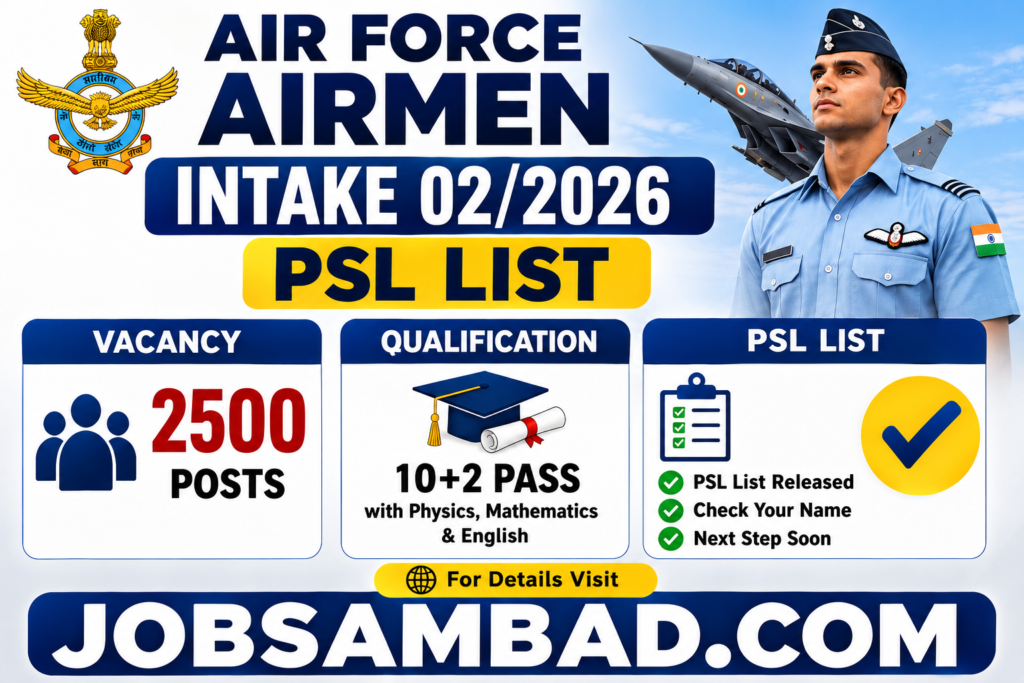 Air Force Airmen INTAKE 02/2026 PSL List
