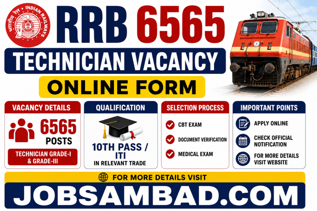RRB 6565 Technician Vacancy Online Form