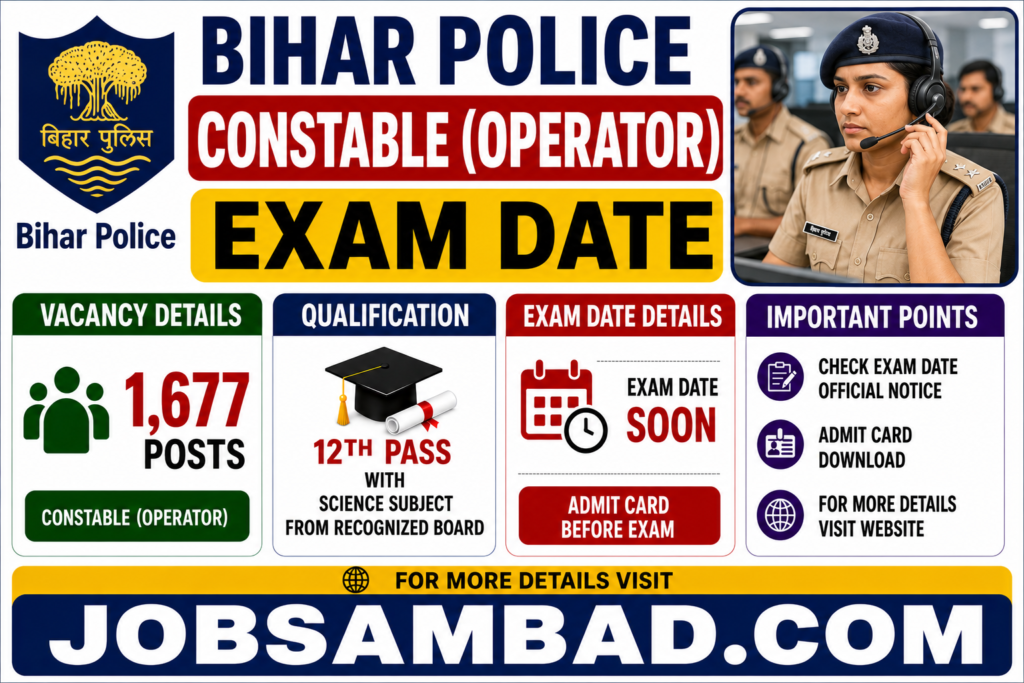 Bihar Police Constable (Operator) Exam Date