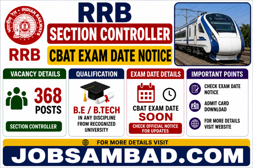 RRB Section Controller CBAT Exam Date Notice