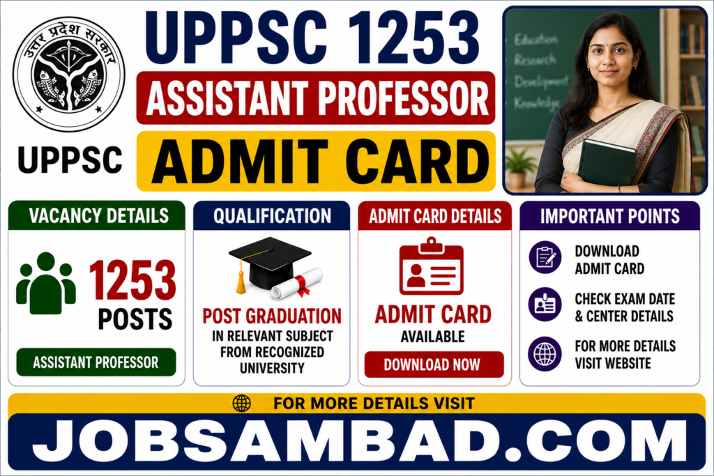 UPPSC 1253 Assistant Professor Admit Card