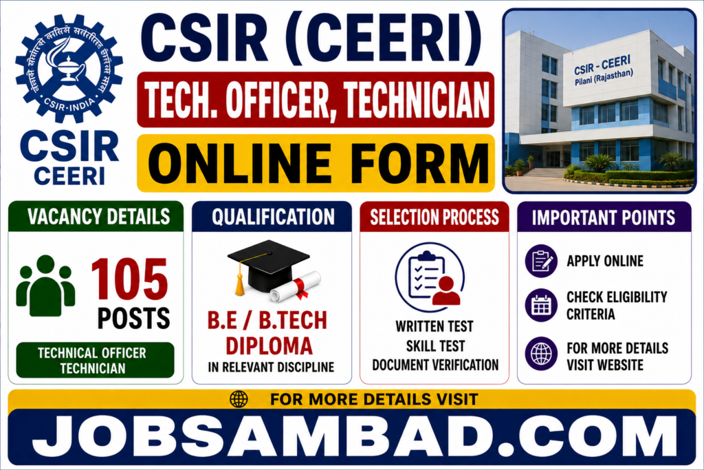 CSIR (CEERI) Tech. Officer, Technician Form