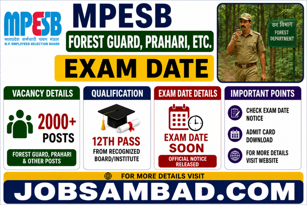 MPESB Forest Guard, Prahari, Etc. Exam Date