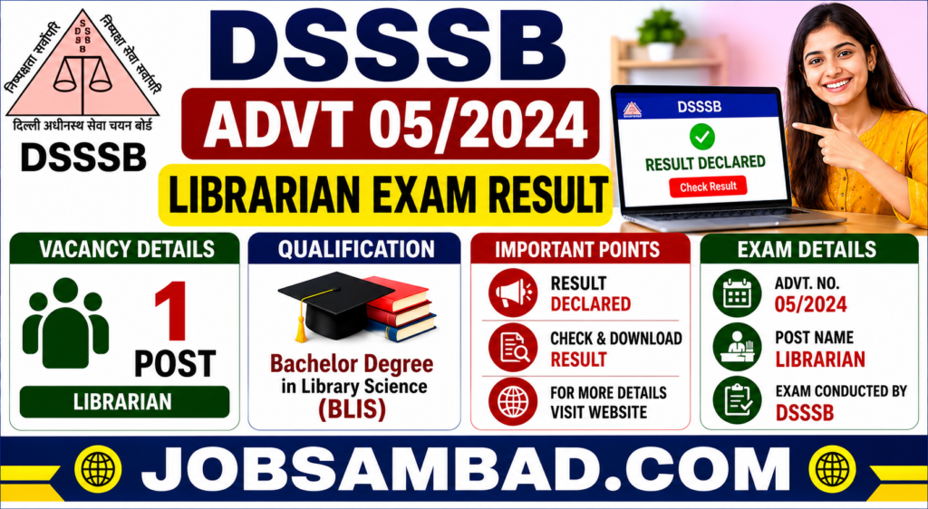 DSSSB Advt 05/2024 Librarian Exam Result