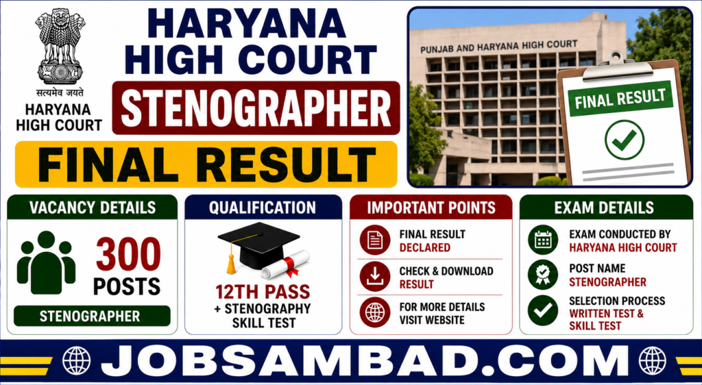 Haryana High Court Stenographer Final Result