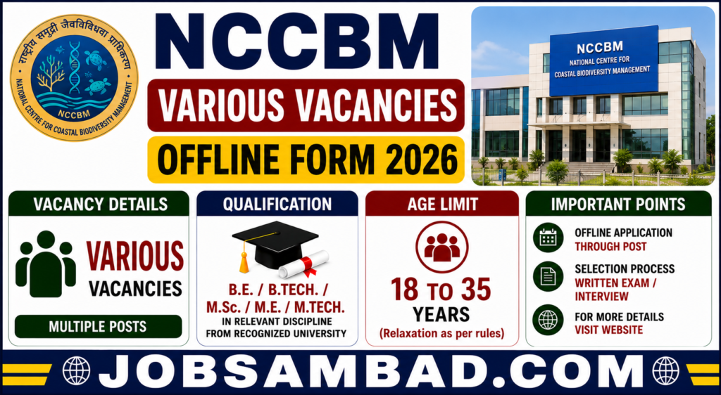NCCBM Various Vacancies Offline Form 2026
