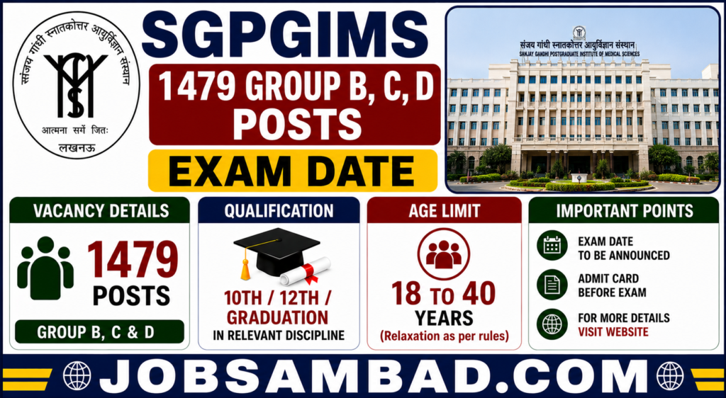 SGPGIMS 1479 Group B, C, D Posts Exam Date