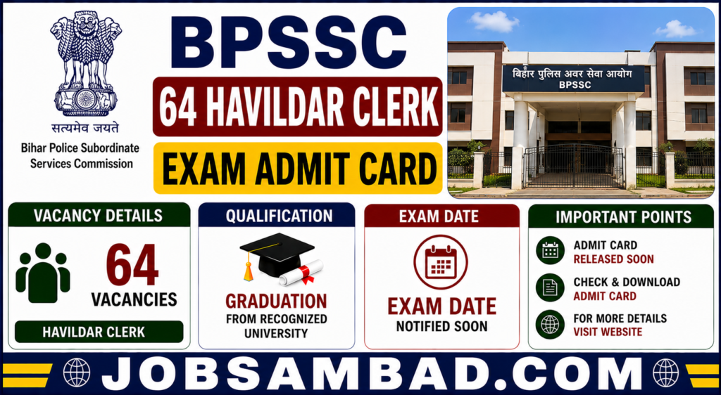 BPSSC 64 Havildar Clerk Exam Admit Card