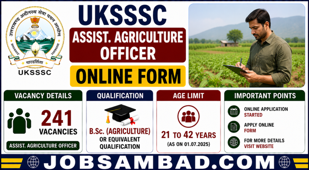 UKSSSC Assist. Agriculture Officer Online Form
