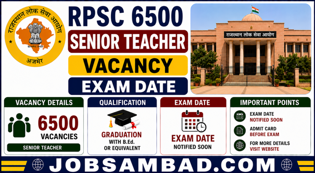 RPSC 6500 Senior Teacher Vacancy Exam Date